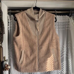 Tan Sherpa Zip-Up Vest